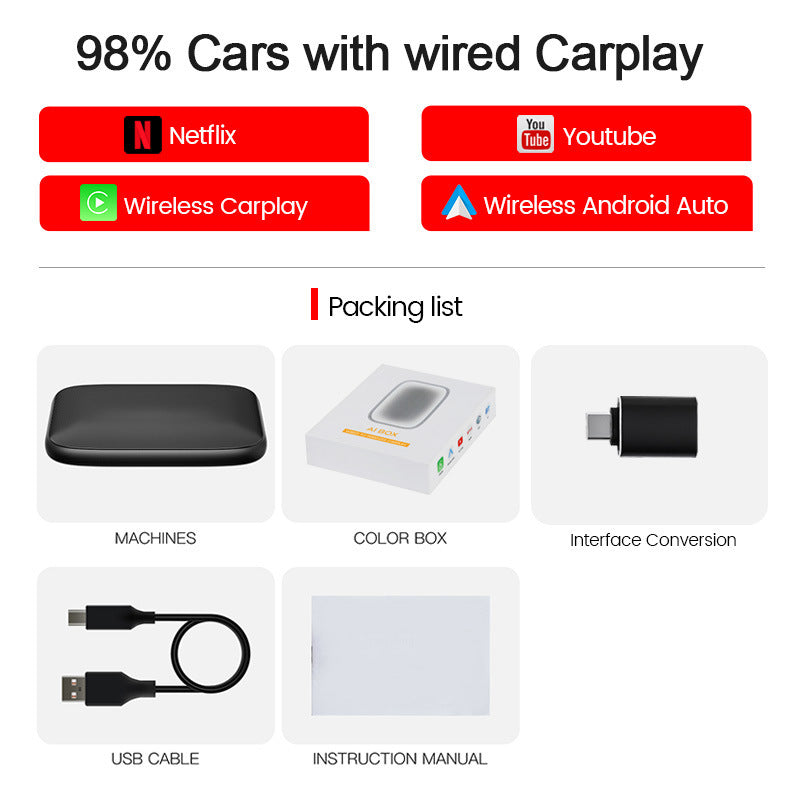 Universal Wired to Wireless CarPlay Adapter Box